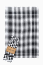 Hermia Juego de Toallas de Mano Poti Black, 45x65 cm, 85% Algodón 15% Poliéster, Patrón a Cuadros Blanco y Negro